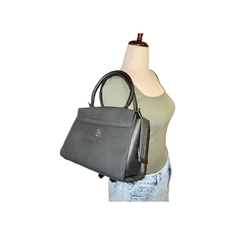 Cressberry Black Satchel Handbag With Removable Crossbody Strap Gunmetal Harware